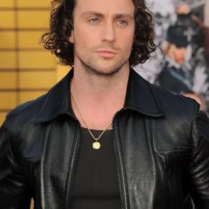 Aaron Taylor Johnson Kraven the Hunter Black Leather Jacket