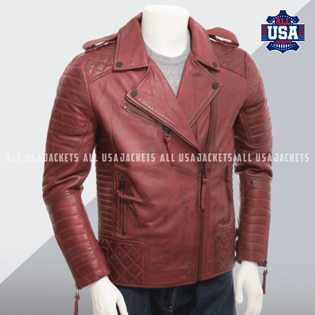 Mens Burgundy Double Breasted Jacket
