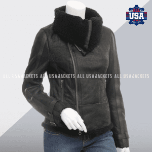 Womens Sheepskin Biker Jacket
